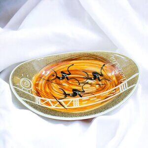 Hand Painted Studio Anna Ceramic Porcelain Dish Footed Trinket Signed Australia